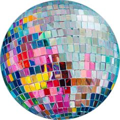 a disco ball made up of multicolored tiles