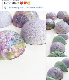 there are many different colored rocks on the table