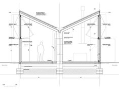 an architectural drawing shows the details of a house's roof and walls, with measurements for