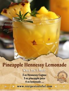 Hennessy Pineapple Lemonade, Thanksgiving Liquor Drinks, Graduation Drinks Alcohol, Pineapple Hennessy Lemonade, American Honey Drinks, Punch Alcohol Recipes Party, Henny Drinks Recipes, Hennessy Lemonade, Hennessy Drinks Recipes