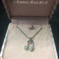 Juicy Couture Music Note Necklace Silver With Rhinestones New Never Worn !! Any Questions Please Ask Box Included ;) Please Ask If Its Still Available For Purchase Thank You ;) Music Notes Jewelry, Funky Jewelry Silver, Leia Aesthetic, Jewelry 2000s, 2000s Accessories, Music Note Jewelry, 2000s Jewelry, Music Note Necklace, Music Necklace