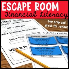 the escape room financial literacy activity is shown