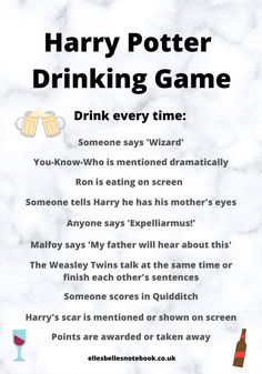 the harry potter drinking game is on display