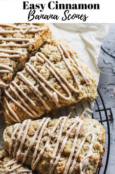 easy cinnamon banana scones with icing on top