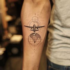 Detailed Adventure Tattoo Kit Aviation Tattoos For Men, Travel Tattoo Men, Aviation Tattoo, Diving Tattoo, Traditional Mehndi, Adventure Tattoo, Plane Tattoo, Dove Tattoos, Airplane Tattoos