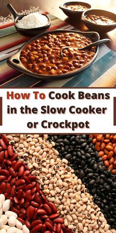 beans in the slow cooker or crockpot with text overlay reading how to cook beans in the slow cooker or crockpot