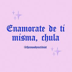 a pink background with stars and the words enamorate de it misna, chula