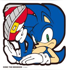 sonic the hedgehog is hugging his head