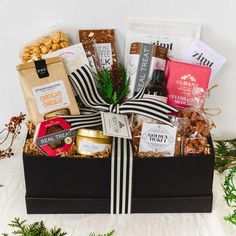 a gift box filled with treats and snacks