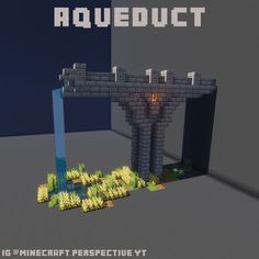 an image of a bridge that is made out of minecraft bricks and blocks with the text, aquaduct on it