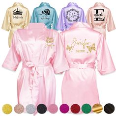 PRICES MAY VARY. 🎀 Customizable Design - Our personalized satin robes are fully customizable on both the front and back, allowing you to add symbols, monograms, texts, logos, images, or photos of your choice. We also offer a wide array of icon templates for you to choose from. Whether it's for a wedding, birthday, anniversary, or any special occasion, our robes offer a personalized touch that ensures memories are cherished forever. ✨ Heat Press Glitter Vinyl - Tailor your monogram robes to your Logos, Personalized Robes, Party Pajamas, Monogram Robes, Bridesmaid Satin, Satin Robes, Girlfriends Getaway, Custom Robes, Robes For Women