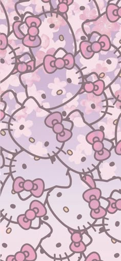 an image of hello kitty wallpaper in pink and purple