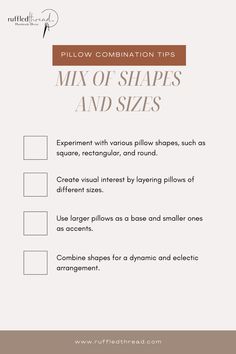 a checklist with the words mix of shapes and sizes