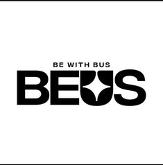 the be with bus logo in black and white