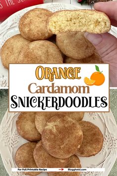 orange cardamon snickkerdoodles on a plate with text overlay