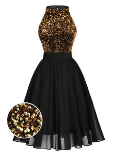 Black And Gold Outfit, Retro Stage, Black And Gold Dress, Short Graduation Dresses, Concert Dresses, Vintage Party Dresses, Gold Outfit, African Fashion Ankara, Nails Colors