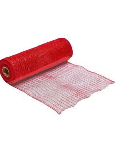 a roll of red tarp on top of a white background