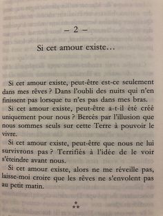 an open book with some writing on it's page and the words in french