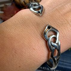 TAKE AN ADDITIONAL 20% OFF THE ALREADY REDUCED SALE PRICE - ADDITIONAL 20% IS DEDUCTED AT CHECKOUT with code SAVE20 Stunning! Our lead & nickle free Pewter Celtic Knot Bangle Bracelet features an ancient Celtic weave design that goes back thousands of years, embraced on both sides by a Celtic knot work pattern. Made of heavy, solid pewter that will never tarnish and designed to last a lifetime. A beautiful gift! Bracelet is in the cuff style with an open back and can be adjusted for almost any w Celtic Knot Work, Celtic Knot Bracelet, Celtic Weave, Knot Bangle, Wiccan Jewelry, Gift Bracelet, Art Deco Pendant, Gift Girlfriend, Knot Bracelet