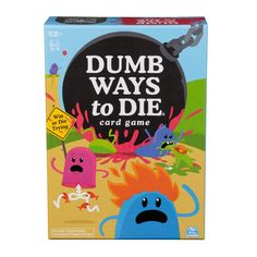 Introducing the Dumb Ways to Die Card Game by Spin Master Games! In this adult board game, you will win or die trying! To play this family board game for ages 12 and up, you will need 2-5 players. You can even play as a card game for couples. Welcome to Dumbville! While you’re here, your only goal is to make sure that your Beans don’t die. Fair warning, these bumbling Beans will ALWAYS find dumb ways to die. Their survival depends on a deck of cards that MIGHT help (but mostly won’t). So, in the Adult Card Games, Die Games, Funny Gifts For Men, Family Board Games, Adult Party Games, Chess Sets, Spin Master, Couple Games, Birthday Games