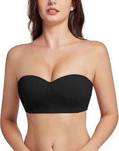 LEYSHE Strapless Bra for Women Non-slip Bandeau Bra Convertible Wireless Bra Seamless Tube Top Bandeau Top with Padded Cup