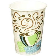 a paper cup that has coffee on it