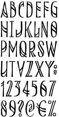 the letters and numbers are drawn in black ink on white paper, with different font styles