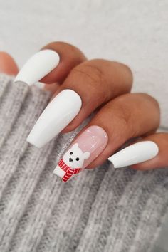 Unghie Nail Art, Bears Nails, Winter Nails Acrylic, Cute Christmas Nails, Christmas Nails Easy, Christmas Gel Nails, Short Acrylic, Christmas Nails Acrylic, Salon Ideas