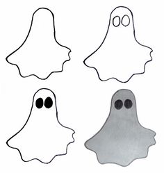 three ghost cut outs with eyes and noses