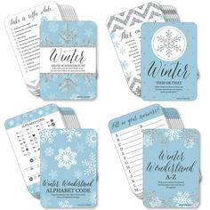 six winter themed notebooks with snowflakes on them