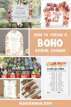 an image of the bridal shower with flowers and succulents on it