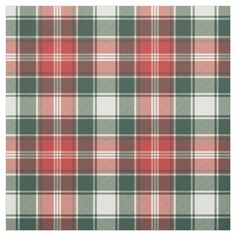 a plaid pattern in red, green and white