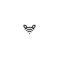 a black and white photo of an animal's head with wifi logo on it