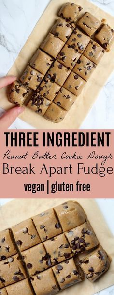 Safe-to-eat Three Ingredient Peanut Butter Cookie Dough Break Apart Fudge - Vegan | Gluten Free Three Ingredient Peanut Butter Cookies, Cookie Dough Vegan, Butter Cookie Dough, Peanut Butter Cookie Dough, Peanut Allergy, Peanut Butter Cookie, Butter Cookie, Vegan Treats, Vegan Dessert Recipes