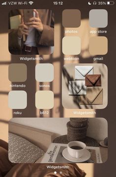 the color scheme for an interior design project is shown in shades of brown, beige and white