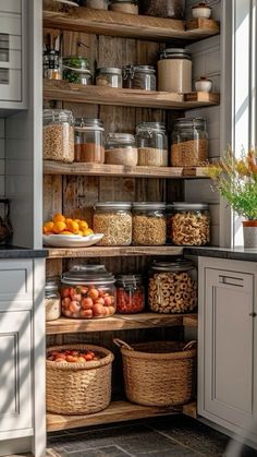 an open pantry filled with lots of food