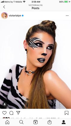 Zebra Hairstyle, Queen Halloween Makeup, Circus Makeup