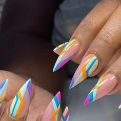 Quetel Deveaux on Instagram: "Summer Shades using nothing but the best @uglyducklingnails . . . . Product details listed below Ugly Duckling Premium Acrylic System Gel polish 249, 156, 137, 044, 209 Striper Crystal palette No Wipe Topcoat" Metallic Nails Design, Bright Nail Designs, Diamond Nail Art, Art Deco Nails, Minimalist Nail Art, Stylish Nails Designs, Summer Shades