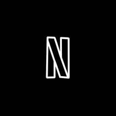 the letter n is made up of thin lines in white on black background, and it appears to be simple