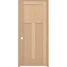 a wooden door with no glass on the front and side paneled in light wood