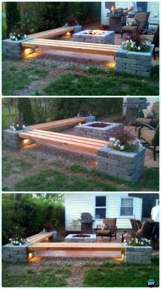 the steps leading up to an outdoor fire pit