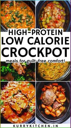 the cover of high protein low calorie crockpot