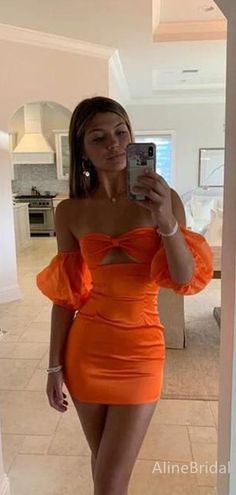 Simple Orange Off-Shoulder Strapless A-line Short Homecoming Dress, HD3237 1. Material:soft satin,pognee.2. Color: it can be in custom color, please contact us and tell us dress number, then we will send you more colors to choose.3, Size: can do both standard size and custom size. If you need do custom sized dresses, please send us following measurements or leave a note when place an order.bust______ cm/inchwaist______cm/inchhip:_______cm/inchdress length:_______cm/inchshoulder to shoulder :_______cm/inch (measured from back of shoulder)shoulder to bust :_______cm/inch (measured from middle shoulder to nipple)shoulder to waist :_______cm/inch (measured from middle of shoulder to natural waist)shoulder to floor with shoes on :_______cm/inch (length from middle of shoulder over nipple to flo Satin Homecoming Dresses, Orange Homecoming Dresses, Mini Homecoming Dresses, Satin Homecoming Dress, Strapless Prom Dresses, Spaghetti Strap Prom Dress, Homecoming Dresses Tight, Short Party Dress, A Line Shorts