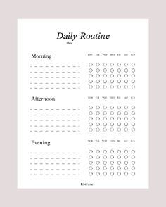 the daily routine printable is shown in black and white, with dots on it