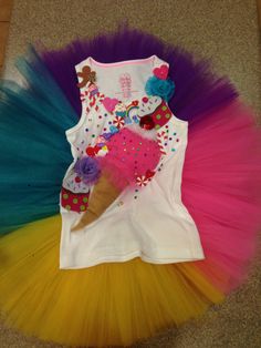 a colorful tutu skirt with an ice cream cone on it