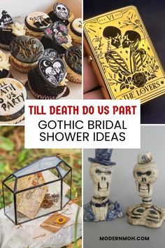 For brides with a love for the macabre, gothic bridal shower ideas like the "Till Death Do Us Part" theme offer a perfect blend of romance and mystery. From dark flourishes in the feast to gothic-inspired favors, this gothic bridal shower theme is a hauntingly beautiful way to celebrate. Discover more bridal shower gothic theme ideas for an unforgettable event! | Themed Bridal Shower Gothic Bridal Shower Ideas, Gothic Theme, Gothic Themes, Dark Romantic, Dark Gothic, Bridal Shower Theme, Elegant Decor