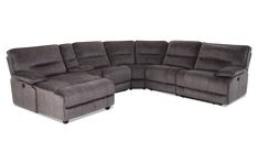 a sectional couch with recliners on it