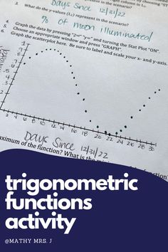 an image of a book cover for trigonomeric functions activity with graphs and numbers