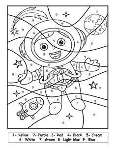 an astronaut coloring page for kids with spaceman and stars on the sky in black and white