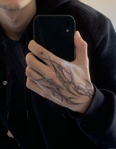 Chinese Hand Tattoo, Breathe Hand Tattoo, Bone On Hand Tattoo, Cybersigilism Hand Tattoo, Male Tattoos Aesthetic, Complex Tattoos, Male Hand Tattoos, Hammer Tattoo, Punk Tattoos